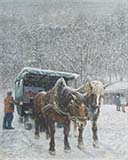「雪のなか待機する馬車」